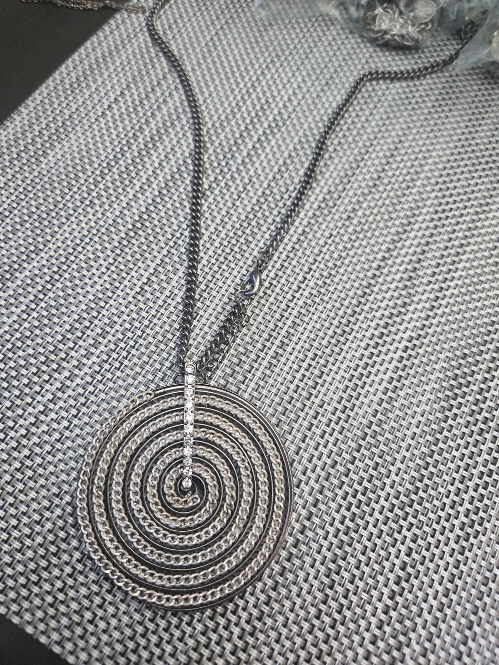 Silver Spiral Concentric Circle Pendant Necklace - Elegant Women Jewelry
